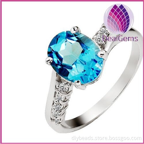 Hot sale 2015 new style natural blue topaz 925 sterling silver ring